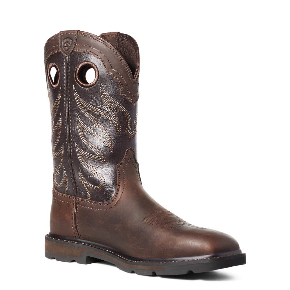 Ariat Groundwork Wide Square Toe Steel Toe Work Boot - BROWN