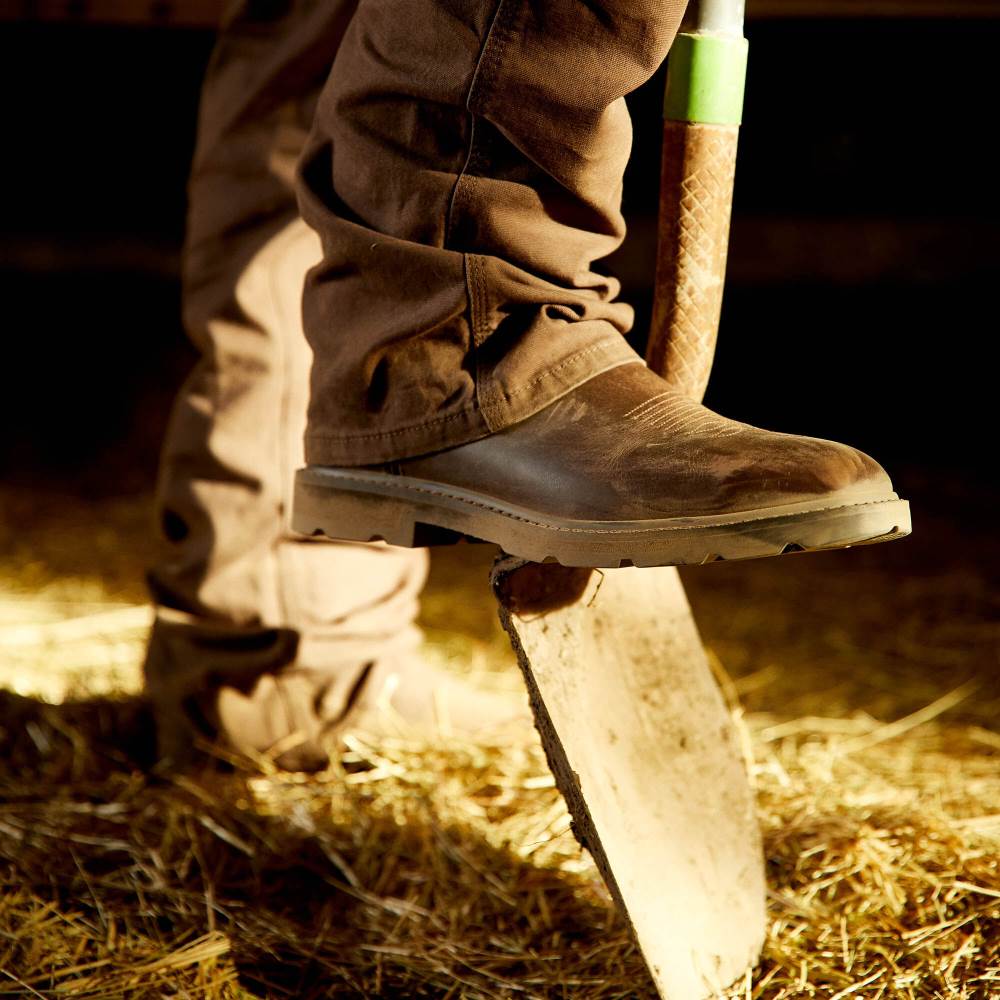 Ariat Groundwork Wide Square Toe Steel Toe Work Boot - BROWN