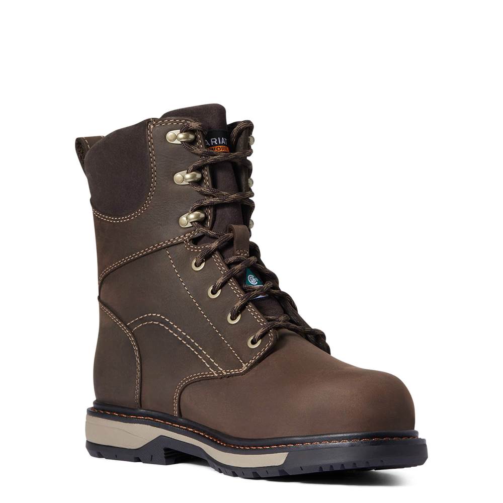 Ariat Riveter 8" CSA Glacier Grip Waterproof 400g Composite Toe Work Boot - DARK BROWN