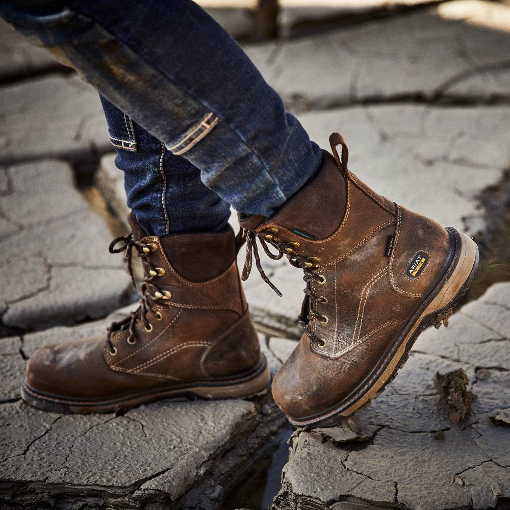 Ariat Riveter 8" CSA Glacier Grip Waterproof 400g Composite Toe Work Boot - DARK BROWN