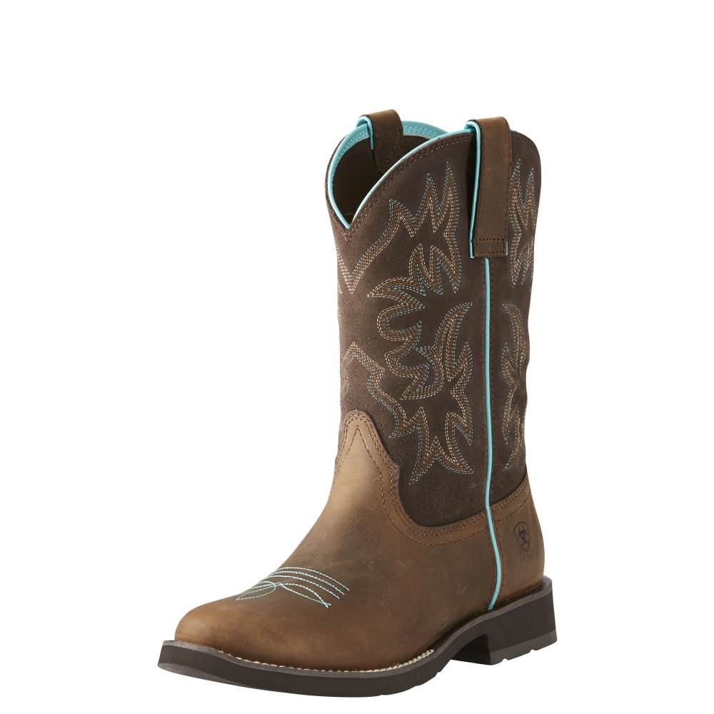 Ariat Delilah Round Toe Western Boot - DISTRESSED BROWN - Click Image to Close