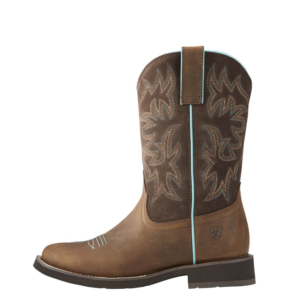 Ariat Delilah Round Toe Western Boot - DISTRESSED BROWN