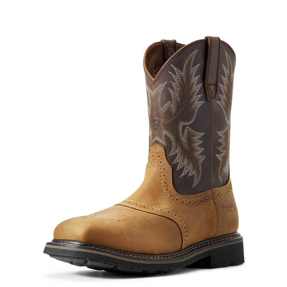 Ariat Sierra Wide Square Toe Steel Toe Work Boot - AGED BARK - Click Image to Close