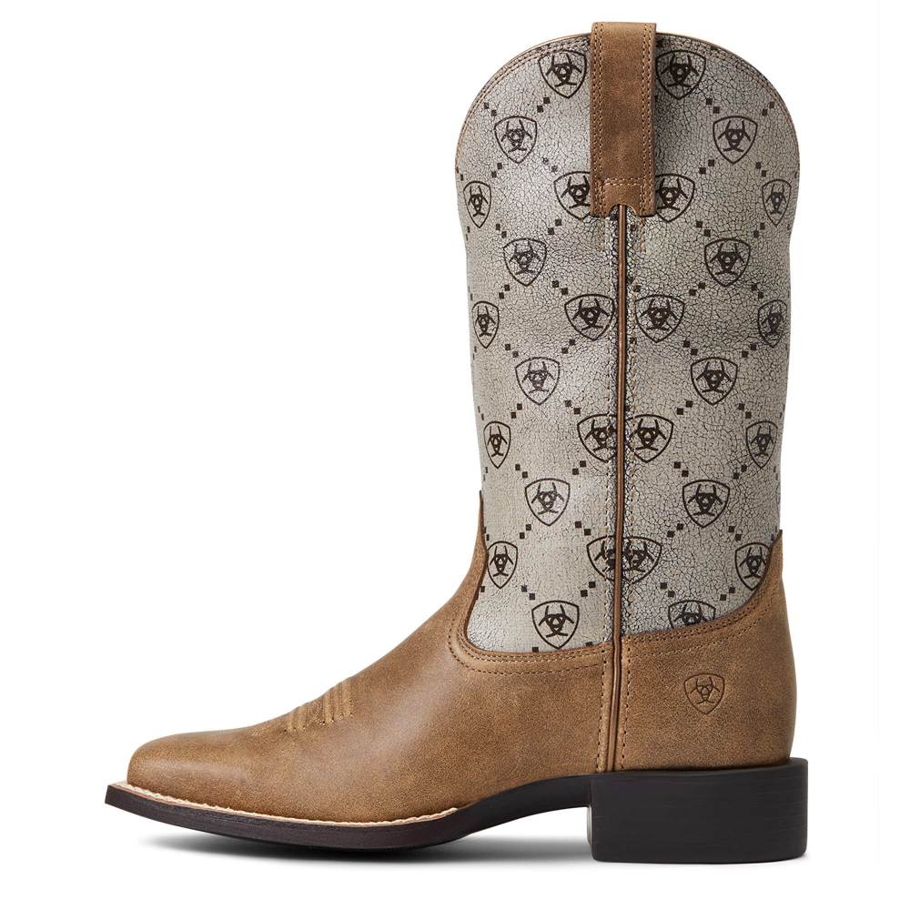 Ariat Round Up Wide Square Toe Western Boot - BROWN BOMBER