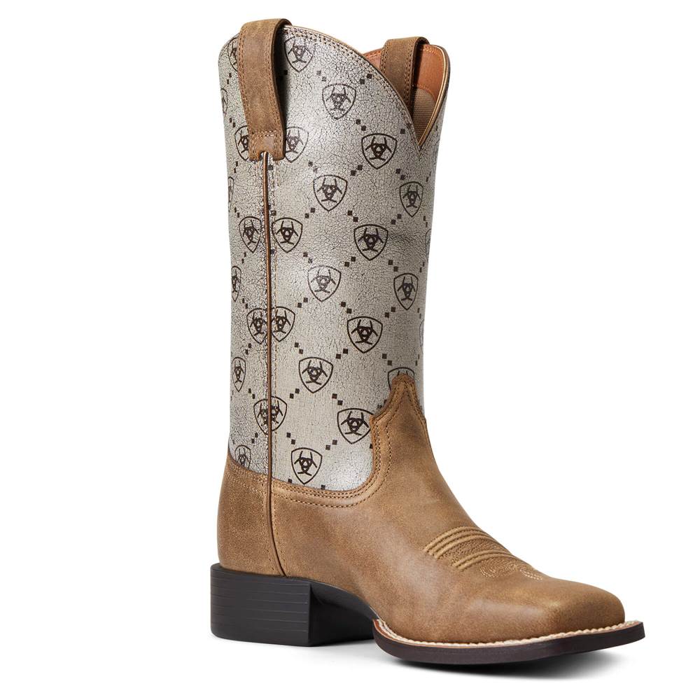 Ariat Round Up Wide Square Toe Western Boot - BROWN BOMBER