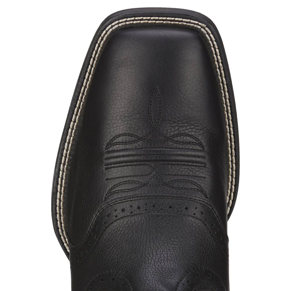 Ariat Sport Wide Square Toe Western Boot - BLACK DEERTAN