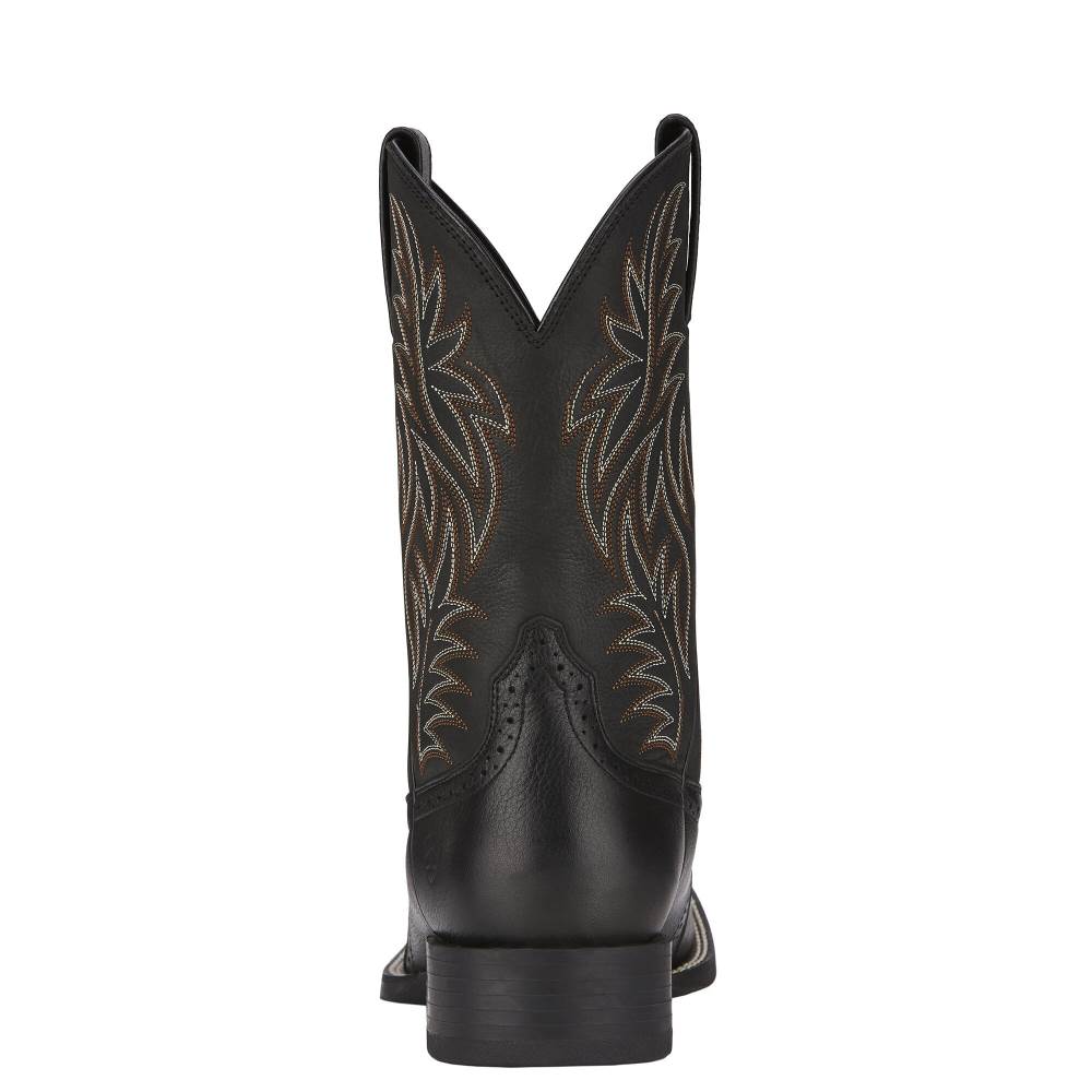 Ariat Sport Wide Square Toe Western Boot - BLACK DEERTAN