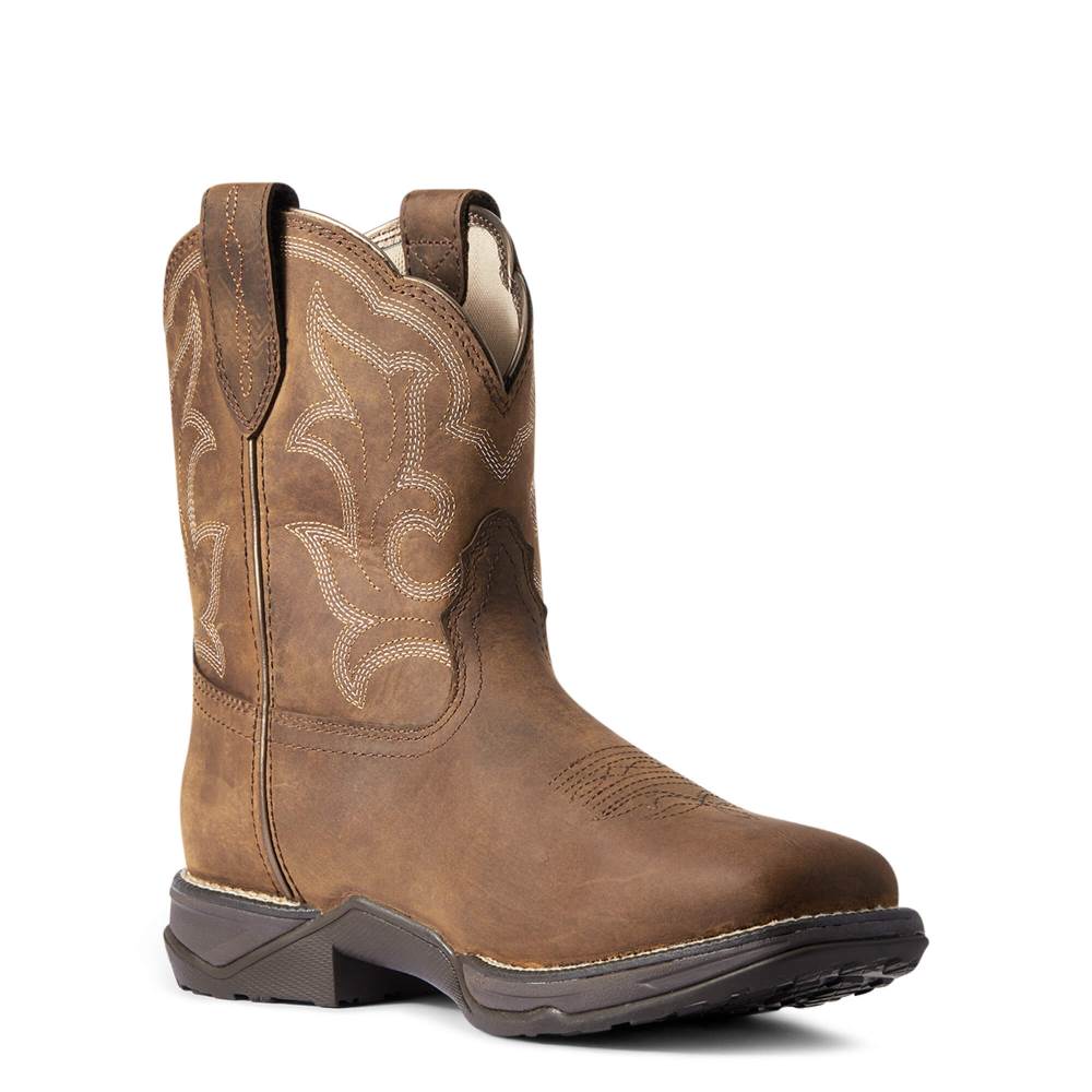 Ariat Anthem Shortie II Waterproof Western Boot - DISTRESSED BROWN