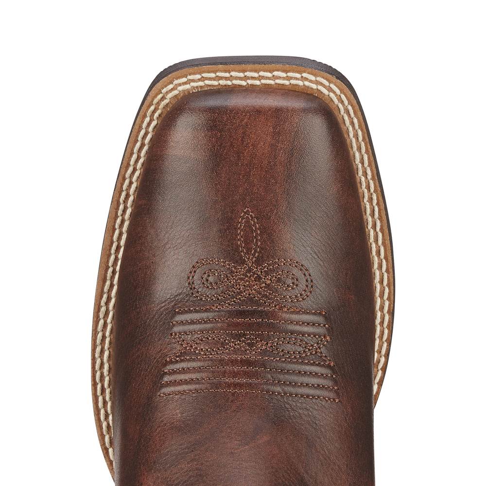 Ariat Round Up Wide Square Toe Western Boot - YUKON BROWN