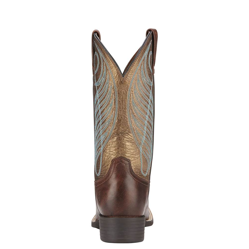 Ariat Round Up Wide Square Toe Western Boot - YUKON BROWN