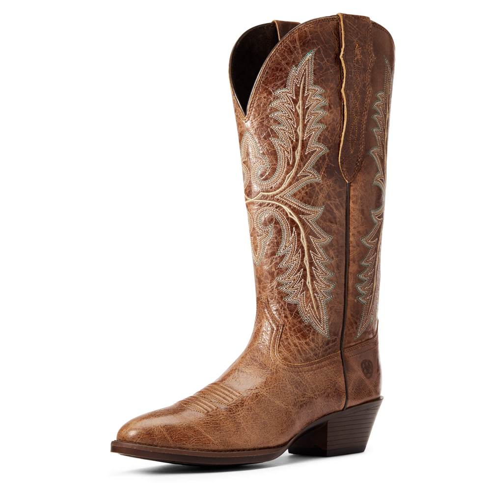 Ariat Heritage Elastic Wide Calf Western Boot - DARK TAN