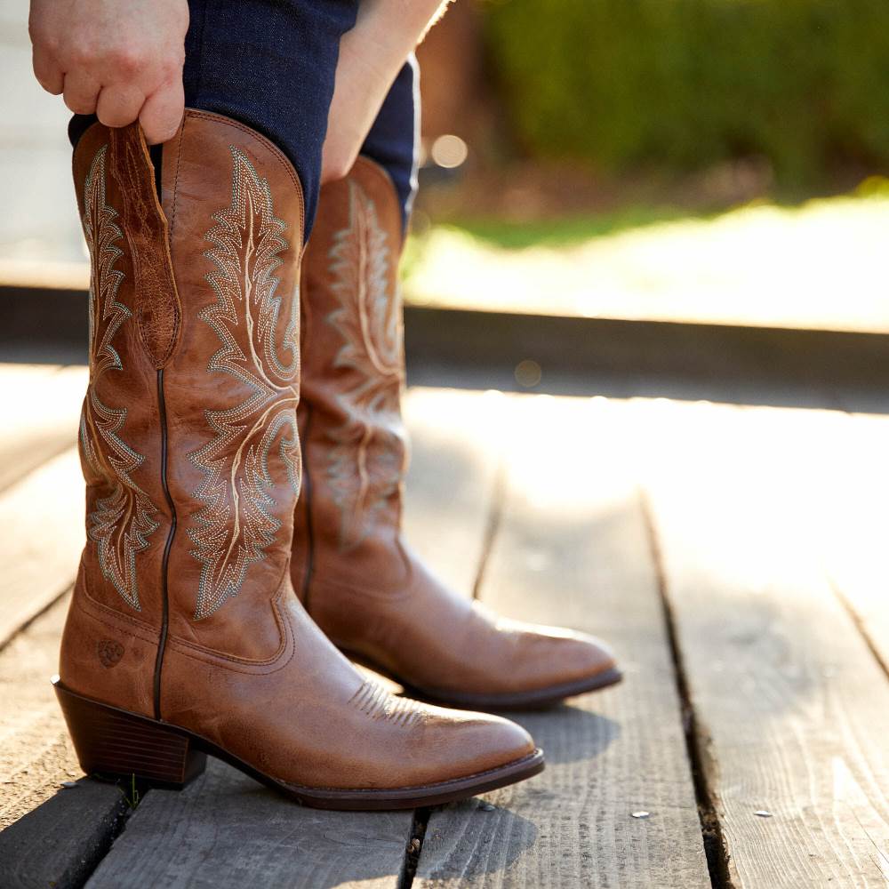 Ariat Heritage Elastic Wide Calf Western Boot - DARK TAN