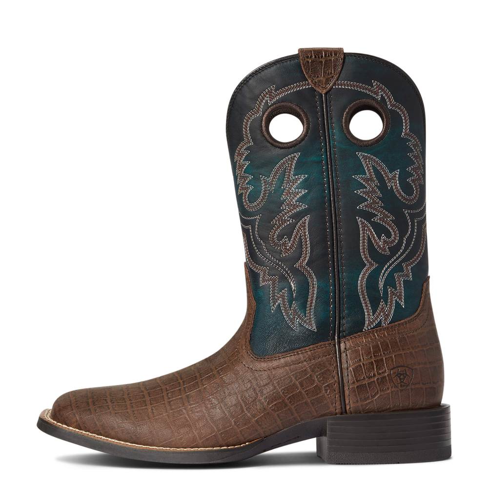 Ariat Sport Buckout Western Boot - CHOCOLATE CROC PRINT