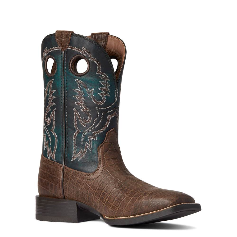 Ariat Sport Buckout Western Boot - CHOCOLATE CROC PRINT