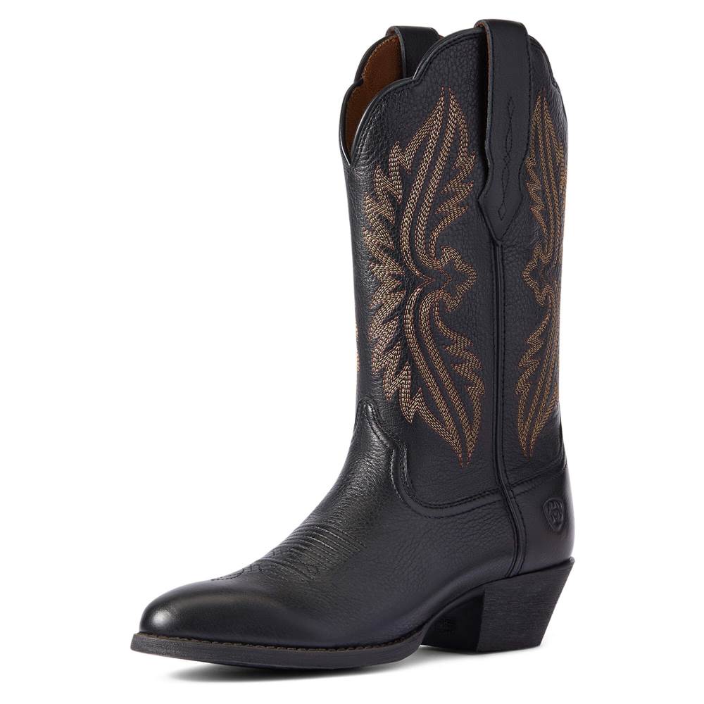 Ariat Heritage R Toe StretchFit Western Boot - BLACK DEERTAN - Click Image to Close