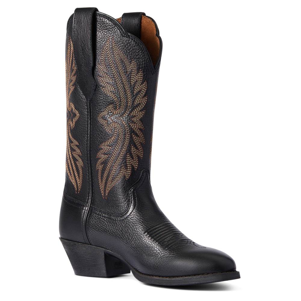 Ariat Heritage R Toe StretchFit Western Boot - BLACK DEERTAN