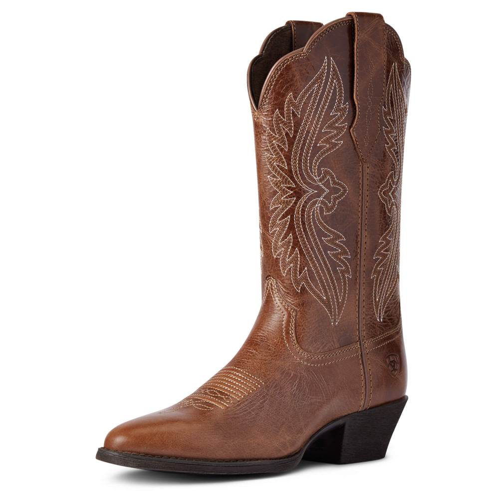 Ariat Heritage R Toe StretchFit Western Boot - DARK TAN