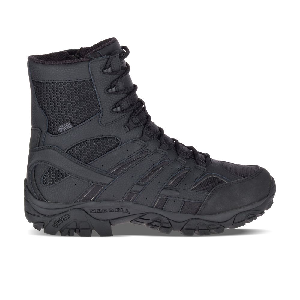 Merrel Moa 8" TacticaWaterproo Boots Wid Widt Black - Click Image to Close