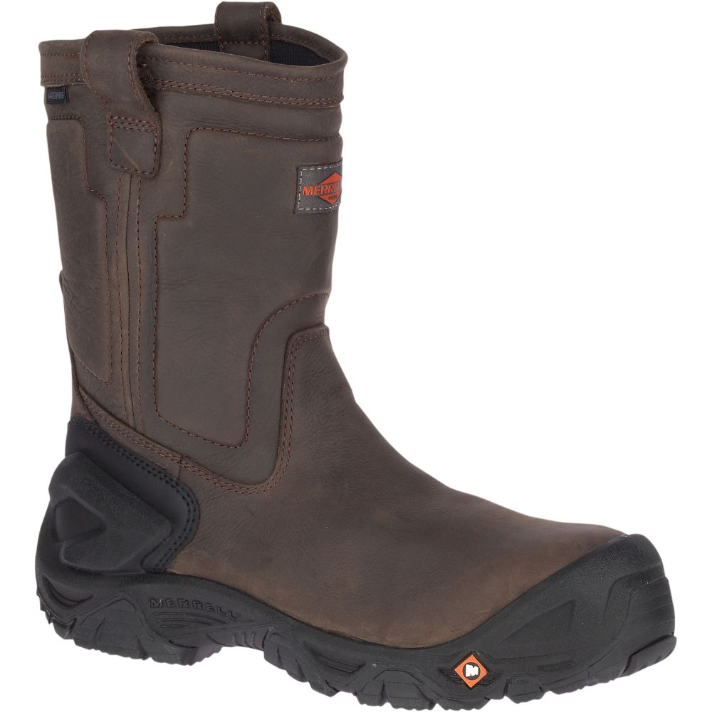 Merrel StrongfielLeathe Pul OWaterproo Com To Wor Boots Espresso