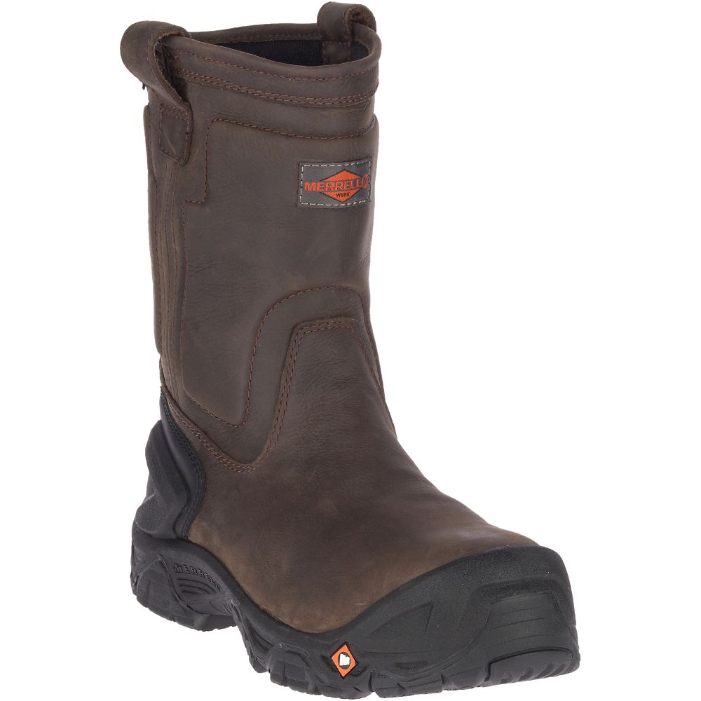 Merrel StrongfielLeathe Pul OWaterproo Com To Wor Boots Espresso