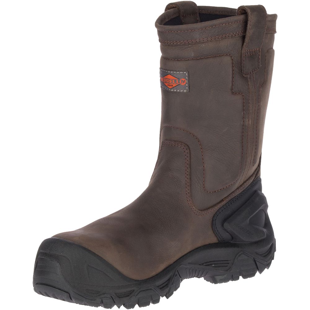 Merrel StrongfielLeathe Pul OWaterproo Com To Wor Boots Espresso