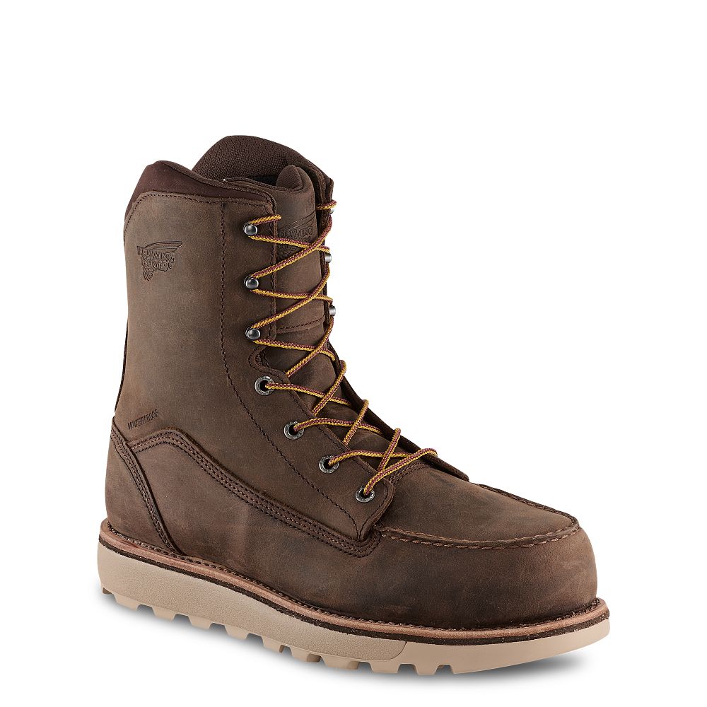 Red Wing Traction Tred Lite - Men's 8-inch Waterproof Safety Toe Boot - Click Image to Close